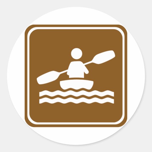 Kayaking Highway Sign Ronde Sticker (Voorkant)