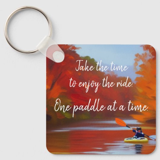 Kayaking in de Herfst Gepersonaliseerde Sleutelhan Sleutelhanger (Voorkant)