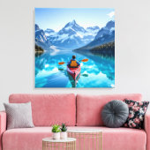  Kayaking in Mountains  Beautiful Nature Canvas Afdruk (Insitu (Woonkamer))