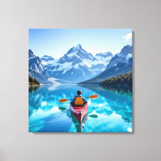  Kayaking in Mountains  Beautiful Nature Canvas Afdruk (Voorkant)