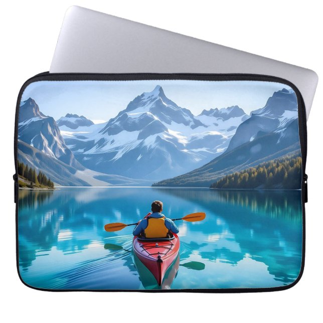  Kayaking in Mountains  Beautiful Nature Laptop Sleeve (Voorkant)