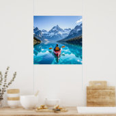 Kayaking in Mountains Beautiful Nature Poster (Keuken)