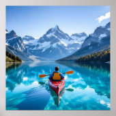 Kayaking in Mountains Beautiful Nature Poster (Voorkant)