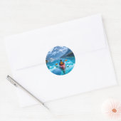  Kayaking in Mountains  Beautiful Nature Ronde Sticker (Envelop)