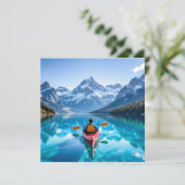  Kayaking in Mountains Blank Feestdagenkaart (Staand voorkant)