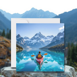  Kayaking in Mountains Blank Feestdagenkaart