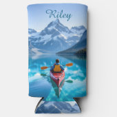  Kayaking in Mountains Personalized Seltzer Blikjeskoeler (Voorkant)
