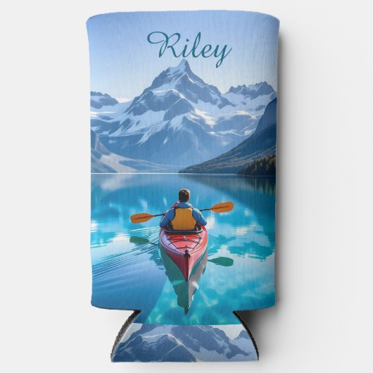  Kayaking in Mountains Personalized Seltzer Blikjeskoeler (Voorkant)