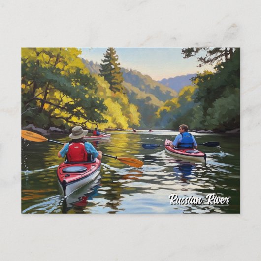 Kayaking in Russian River California Travel Briefkaart (Voorkant)