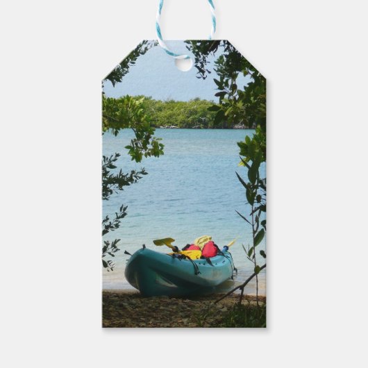 Kayaking in St. Thomas US Maagdeneilanden Cadeaulabel (Voorkant)