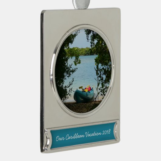 Kayaking in St. Thomas US Maagdeneilanden Verzilverd Banner Ornament (Rechts)