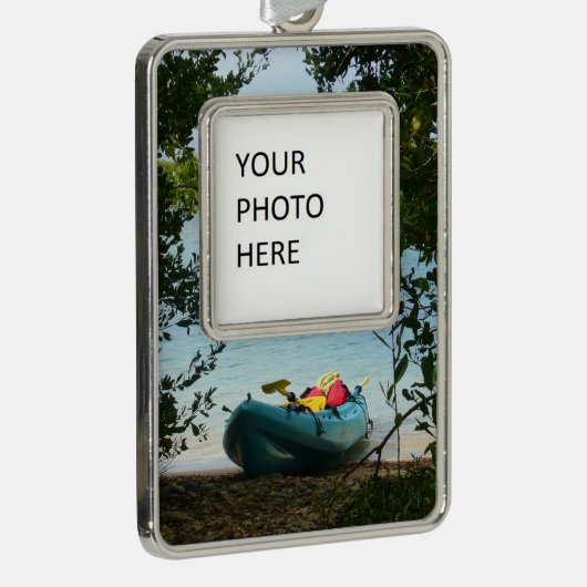 Kayaking in St. Thomas US Maagdeneilanden Verzilverd Omlijst Ornament (Rechts)