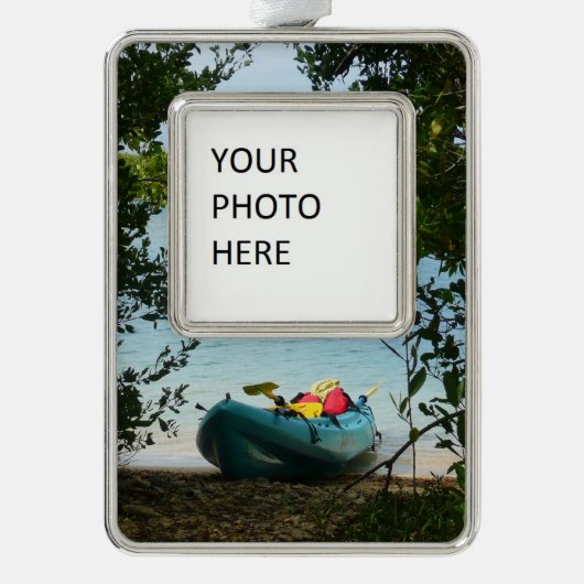Kayaking in St. Thomas US Maagdeneilanden Verzilverd Omlijst Ornament (Voorkant)