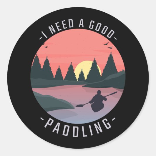 Kayaking Kayak Paddling Ronde Sticker (Voorkant)