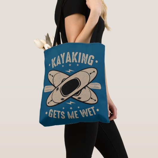 Kayaking laat me nat tote bag (Dichtbij)