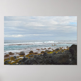 Kayaking langs de kust van Napali, Kauai, Hawaii Poster