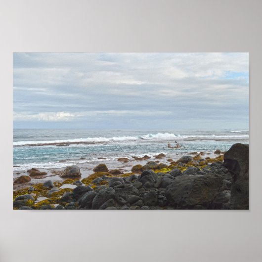 Kayaking langs de kust van Napali, Kauai, Hawaii Poster (Voorkant)