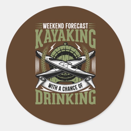 Kayaking met kans op Drink Ronde Sticker (Voorkant)