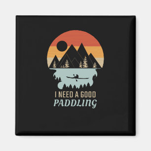 Kayaking Mountains Retro Magneet
