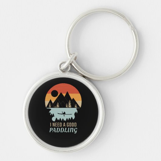 Kayaking Mountains Retro Sleutelhanger (Voorkant)