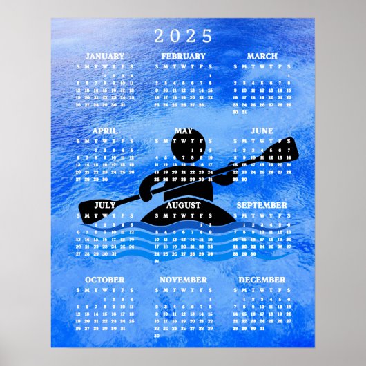 Kayaking ontwerp 2025 kalenderposter poster (Voorkant)