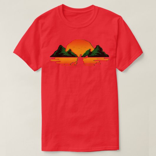 Kayaking Retro Vaporwave Sunset Canoeing Kayak T-shirt (Design voorkant)