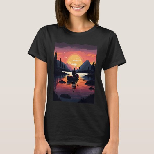 Kayaking River Camper River Boating In Sunset  3 T-shirt (Voorkant)