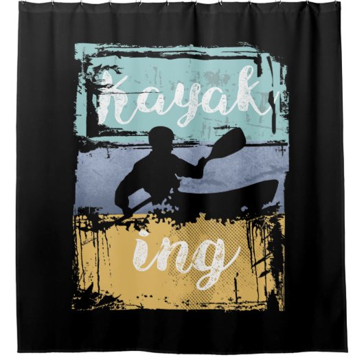 Kayaking T-shirt -  Retro Kayak Douchegordijn (Voorkant)
