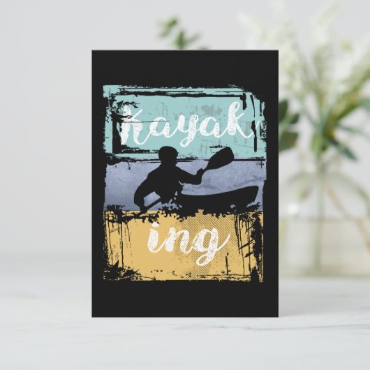 Kayaking T-shirt -  Retro Kayak RSVP Kaartje (Staand voorkant)