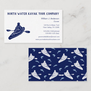 Kayaking Tours Lessons Sales Navy Blue Kayak Visitekaartje