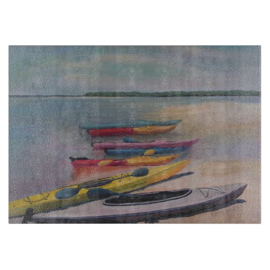 KAYAKING TRIP Glass Cutting Board Snijplank (Voorkant)