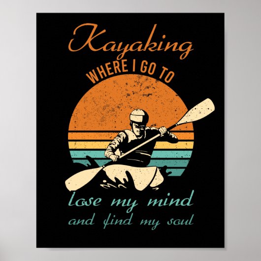 Kayaking, waar ik mijn gedachten ga verliezen Retr Poster (Voorkant)