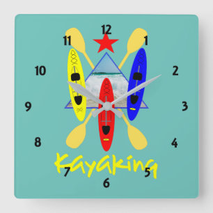 Kayaking Water Sports Thormated Graphic Vierkante Klok