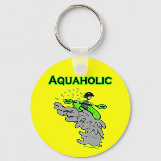 Kayaking Whitewater Silhouette Sleutelhanger (Voorkant)