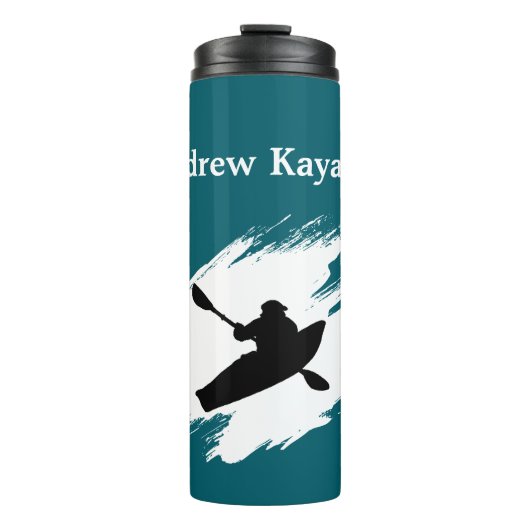 Kayaking - with Kayaker silhouette - Personalize Thermosbeker (Voorkant)