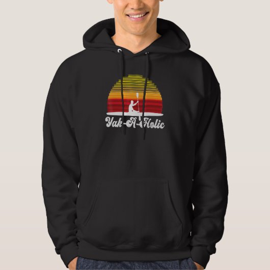 Kayaking Yak-A-Holic Retro Sunset Hoodie (Voorkant)