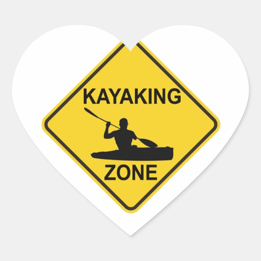 Kayaking Zone Road Sign Hart Sticker (Voorkant)