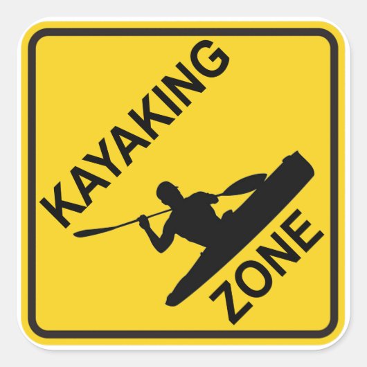 Kayaking Zone Road Sign Vierkante Sticker (Voorkant)