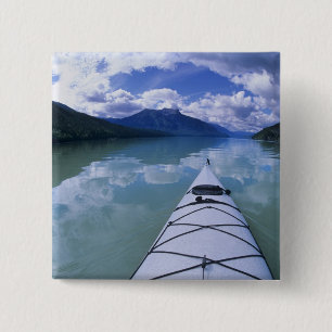 Kayakken aan het einde van Azure Lake in Wells Vierkante Button 5,1 Cm