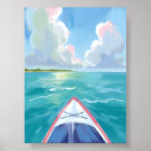 Kayakken Aquarel Meer Schilderij Poster (Voorkant)