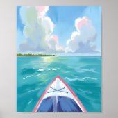 Kayakken Aquarel Meer Schilderij Poster (Voorkant)
