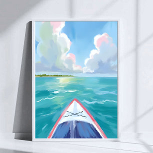 Kayakken Aquarel Meer Schilderij Poster