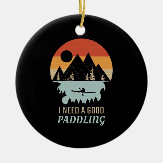 Kayakken Bergen Retro Keramisch Ornament (Voorkant)