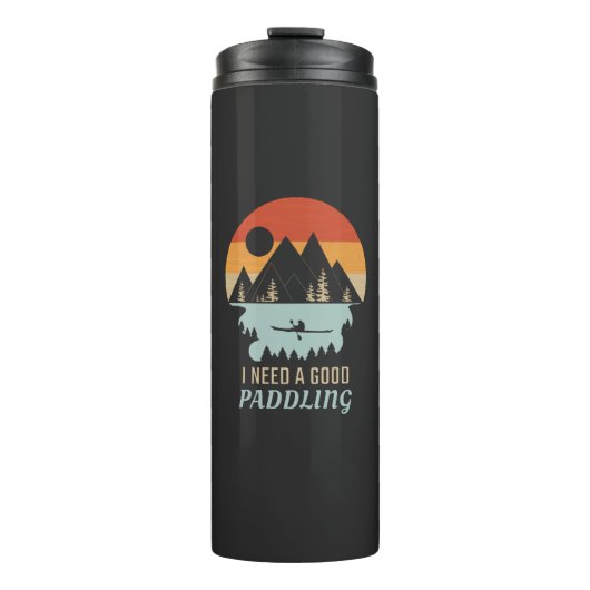 Kayakken Bergen Retro Thermosbeker (Voorkant)