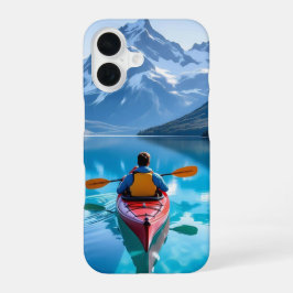 Kayakken in bergen Gepersonaliseerd iPhone 16 Hoesje