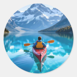 Kayakken in bergen Mooie natuur Ronde Sticker