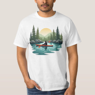 Kayakken Meer Avontuur Berg Zonsondergang Buiten T-shirt