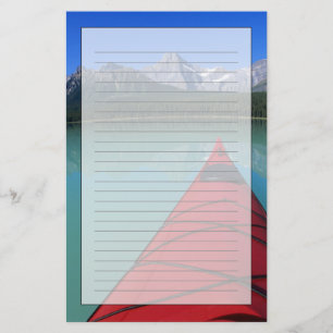 Kayakken op Waterfowl Lake onder Howse Peak Briefpapier