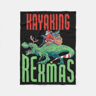 Kayakken Rexmas T-rex Dinosaur Kerstdag Vakantie K Fleece Deken