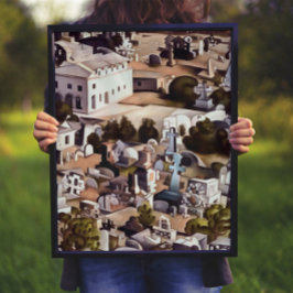 Kayakoy Fethiye Deserted Town Geometric Art Poster